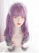 Purple Gray Gradient Neat Bangs Long Curly Hair Classic Lolita Wig