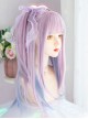 Purple Aqua Blue Hanging Ear Dye Cool Two-Dimensional Girl Long Straight Hair Classic Lolita Wig