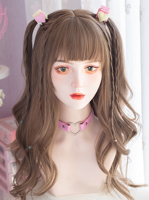 Gray Brown Natural Simulation Girl Fashion Qi Liu Hai Long Curly Hair Classic Lolita Wig