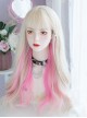 White Golden Pink Hanging Ear Dye Daily Sweet Cool Long Curly Hair Classic Lolita Wig