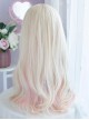 White Golden Pink Hanging Ear Dye Daily Sweet Cool Long Curly Hair Classic Lolita Wig