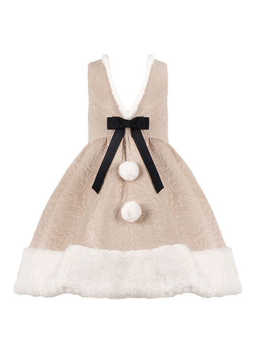 Man Snow Series Autumn Winter Rose Embossed Velvet Cute Plush Classic Lolita Sleeveless Dress