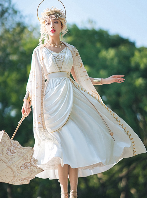 Ragnarok Series Nordic Exotic Elegant V-Neck Exquisite Embroidery Printing Classic Lolita Sleeveless Dress
