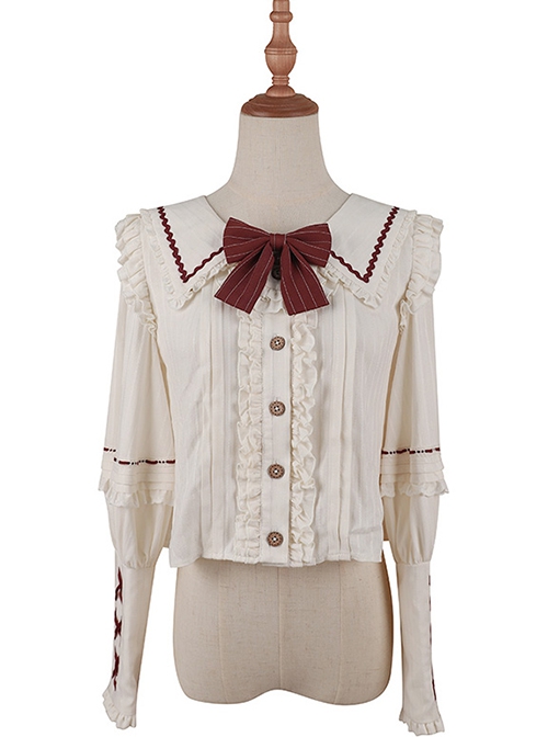 Retro Detective Style Cute Striped Pleated Skirt Shirt Short Cloak School Lolita Long-Sleeved Shirt Skirt Suit
