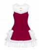 White Plush Round Neck Plush Bow-Knot Slit Hem Design Winter Classic Lolita Sleeveless Dress