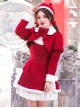 White Plush Round Neck Plush Bow-Knot Slit Hem Design Winter Classic Lolita Sleeveless Dress