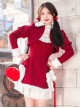 White Plush Round Neck Plush Bow-Knot Slit Hem Design Winter Classic Lolita Sleeveless Dress