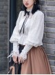 Mufeng Series Spring Stand-Up Collar Lace Stitching Leg Of Lamb Sleeves Design Classic Lolita Long-Sleeved Shirt