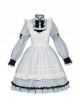 Chinese Style Stand Collar Bow-Knot Decoration White Pure Cotton Apron Black Lace Embellishment Classic Lolita Long-Sleeved Dress