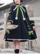 Chinese Style Stand Collar Green Lace Bow-Knot Decoration Age Reduction Winter Warm Classic Lolita Long-Sleeved Coat
