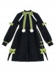 Chinese Style Stand Collar Green Lace Bow-Knot Decoration Age Reduction Winter Warm Classic Lolita Long-Sleeved Coat