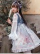 Chinese Style Daily Hollow Out Trumpet Sleeve Printed Lace Ruffle Hem Classic Lolita Long-Sleeved Dress