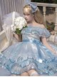 Daughter Of The Sea Series Light Blue Sling One-Shoulder Dreamy Fine Glitter Butterfly Embroidery Classic Lolita Sleeveless Dress