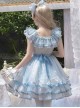 Daughter Of The Sea Series Light Blue Sling One-Shoulder Dreamy Fine Glitter Butterfly Embroidery Classic Lolita Sleeveless Dress