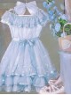 Daughter Of The Sea Series Light Blue Sling One-Shoulder Dreamy Fine Glitter Butterfly Embroidery Classic Lolita Sleeveless Dress