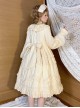 Retro Solid Color Doll Sense Stand Collar Bowknot Lantern Sleeves Spring Autumn Cute Classic Lolita Long-Sleeved Dress