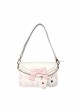 Sweet Lovely Rhombus Print Embroidery Bowknot Metal Chain Playing Card Pendant Classic Lolita Shoulder Crossbody Small Square Bag