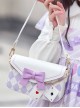 Sweet Lovely Rhombus Print Embroidery Bowknot Metal Chain Playing Card Pendant Classic Lolita Shoulder Crossbody Small Square Bag