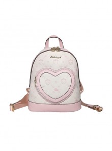 Little Bear Print Love Little Bear Zipper Design Adjustable Shoulder Strap Classic Lolita Backpack