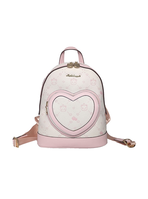 Little Bear Print Love Little Bear Zipper Design Adjustable Shoulder Strap Classic Lolita Backpack