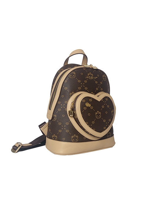 Little Bear Print Love Little Bear Zipper Design Adjustable Shoulder Strap Classic Lolita Backpack