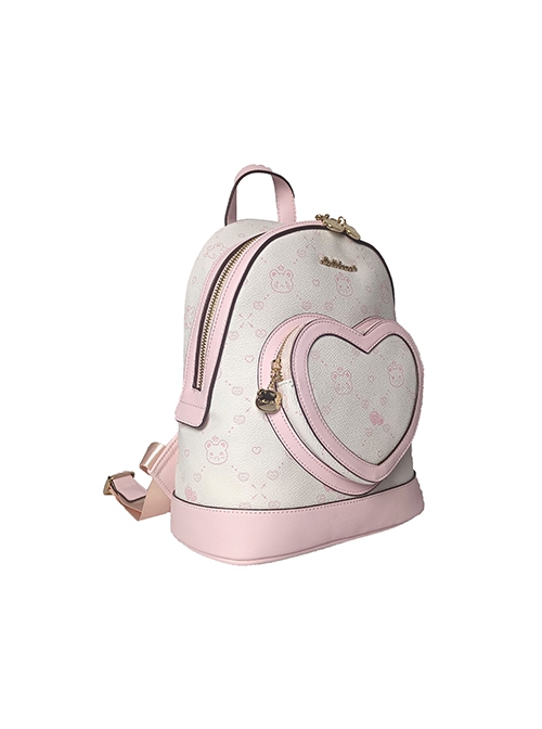 Little Bear Print Love Little Bear Zipper Design Adjustable Shoulder Strap Classic Lolita Backpack