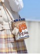 Bear Peanut Butter Embroidered Print Cute Bucket Bag Classic Lolita Handheld Shoulder Messenger Bag