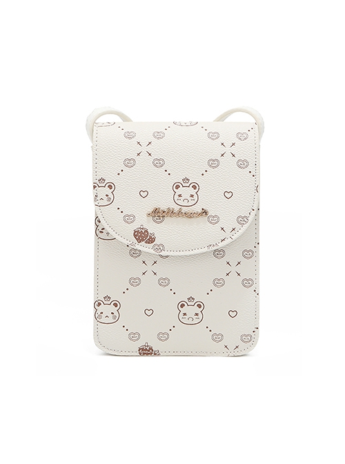 Little Bear Print Mini Bag Fashion Versatile Vertical Classic Lolita Shoulder Messenger Bag