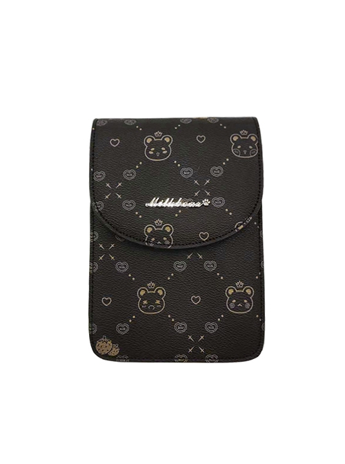 Little Bear Print Mini Bag Fashion Versatile Vertical Classic Lolita Shoulder Messenger Bag