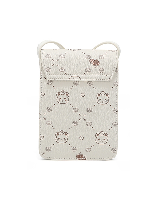 Little Bear Print Mini Bag Fashion Versatile Vertical Classic Lolita Shoulder Messenger Bag