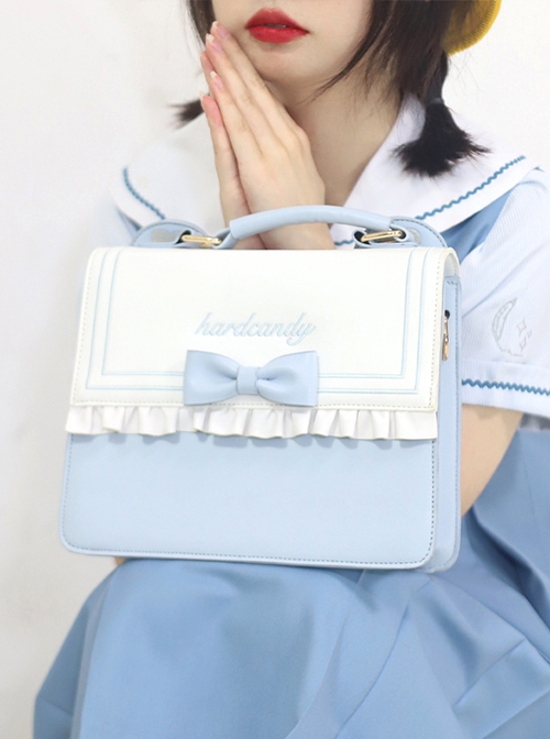 Two-Color Embroidered Bowknot Decoration Versatile Girly Classic Lolita Portable Shoulder Messenger Bag