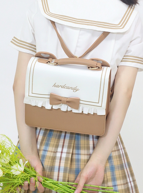 Two-Color Embroidered Bowknot Decoration Versatile Girly Classic Lolita Portable Shoulder Messenger Bag