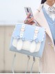 Blue White Two-Color Metal Love Bow-Knot Decoration With Cute Rabbit Ears Sweet Lolita Handheld Backpack Messenger Bag