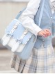 Blue White Two-Color Metal Love Bow-Knot Decoration With Cute Rabbit Ears Sweet Lolita Handheld Backpack Messenger Bag