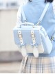 Blue White Two-Color Metal Love Bow-Knot Decoration With Cute Rabbit Ears Sweet Lolita Handheld Backpack Messenger Bag