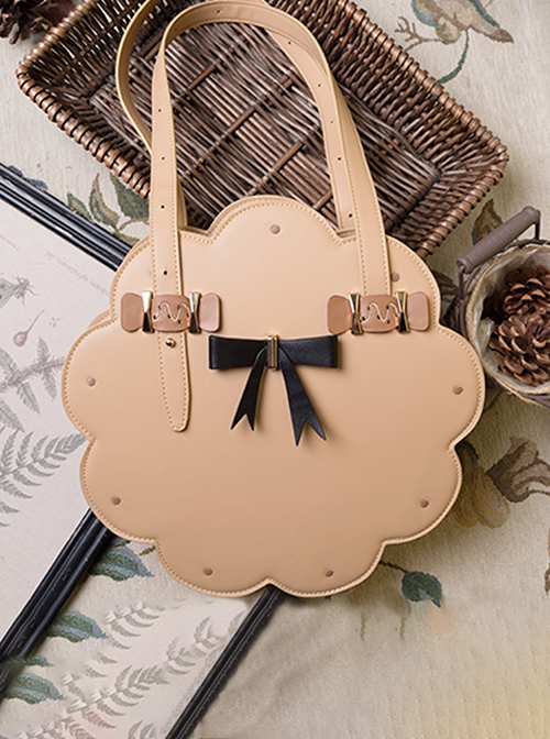 Biscuit Shape Design Black Bow-Knot Candy Decoration Cute Sweet Lolita Portable Shoulder Bag