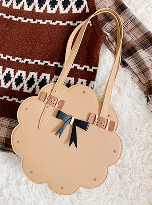 Biscuit Shape Design Black Bow-Knot Candy Decoration Cute Sweet Lolita Portable Shoulder Bag