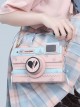 Pink-Blue Two-Color Three-Dimensional Imitation Camera Bag Black Love Embroidery Star Printing Bead Chain Classic Lolita Crossbody Shoulder Bag