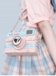 Pink-Blue Two-Color Three-Dimensional Imitation Camera Bag Black Love Embroidery Star Printing Bead Chain Classic Lolita Crossbody Shoulder Bag