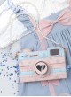 Pink-Blue Two-Color Three-Dimensional Imitation Camera Bag Black Love Embroidery Star Printing Bead Chain Classic Lolita Crossbody Shoulder Bag