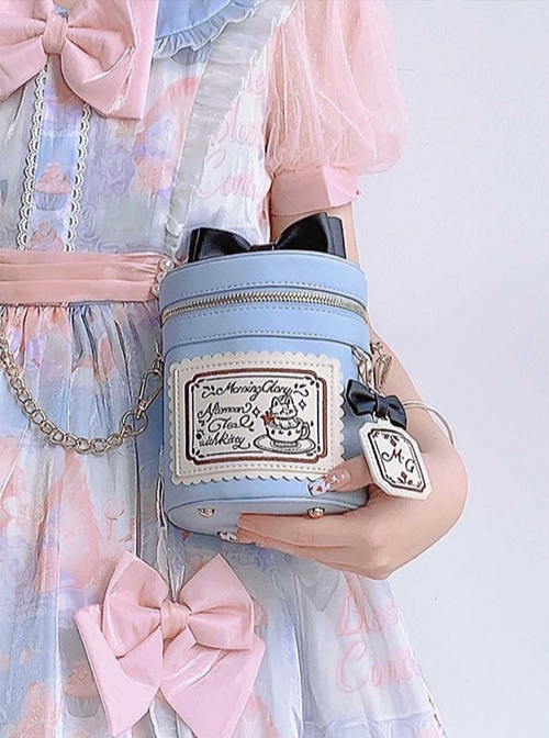 Cute Teacup Dog Embroidered Solid Color Daily Versatile Shoulder Strap Adjustable Sweet Lolita One Shoulder Messenger Bucket Bag