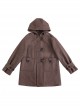 Solid Color Mid-Length College Style Wool Clip Cotton All-Match Winter Warm School Lolita Hooded Long-Sleeved Coat