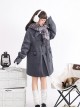 Solid Color Mid-Length College Style Wool Clip Cotton All-Match Winter Warm School Lolita Hooded Long-Sleeved Coat