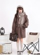 Solid Color Mid-Length College Style Wool Clip Cotton All-Match Winter Warm School Lolita Hooded Long-Sleeved Coat