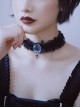 Black Lace Girly Transparent Doll Head Halloween Cross Gothic Lolita Necklace