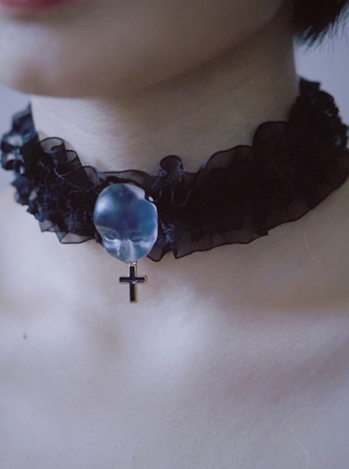 Black Velvet Bow Choker Gothic Lolita Necklace Cute Goth Gothic Jewelry