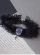 Black Lace Girly Transparent Doll Head Halloween Cross Gothic Lolita Necklace
