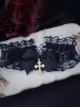 Pearl Decorated Golden Cross Bow-Knot Lace Halloween Gothic Lolita Necklace