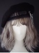 Autumn Winter Warm Handmade Leather Buckle Pin Metal Chain Cool Girl Punk Lolita Beret