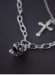 Skull Cross Metal Three Layers Sweater Chain Halloween Punk Lolita Necklace